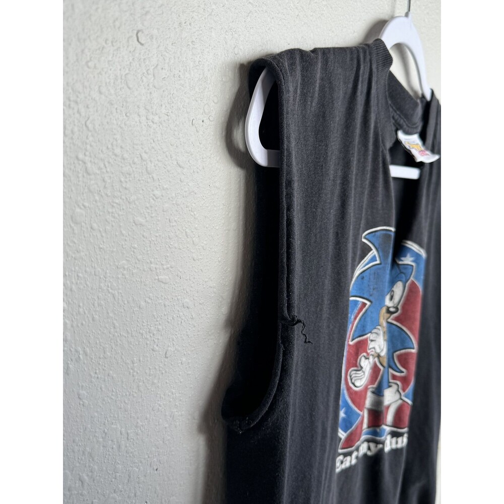 90s Sonic The Hedgehog Eat My Dust Graphic Tee Distressed Sleeveless Shirt M - Picture 4 of 7